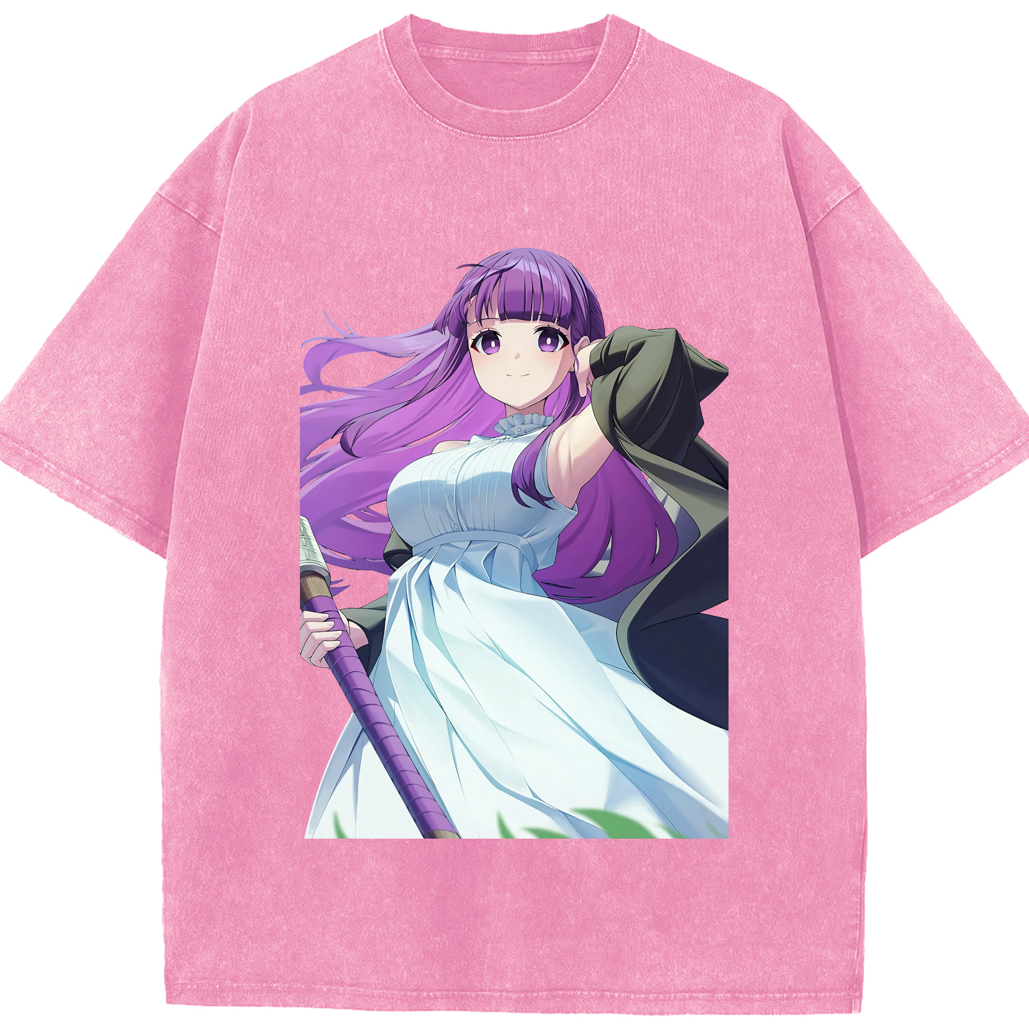 （画像用） 葬送のフリーレン Frieren 綿100% ヴィンテージ風 半袖Tシャツ（フロントプリント）